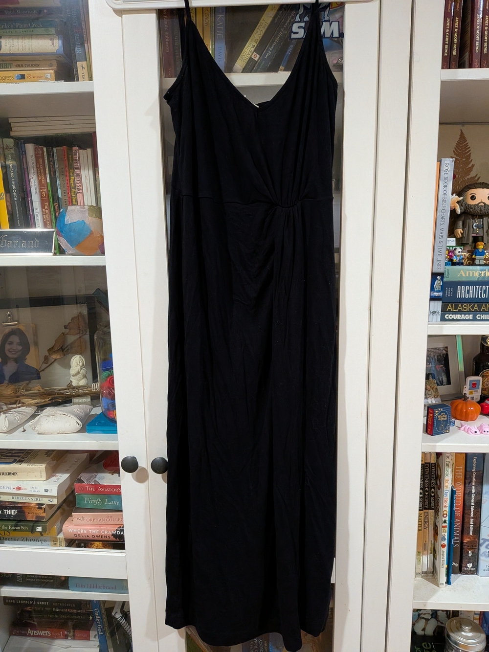Boden Black Maxi Dress with V-Neck and Slim Straps